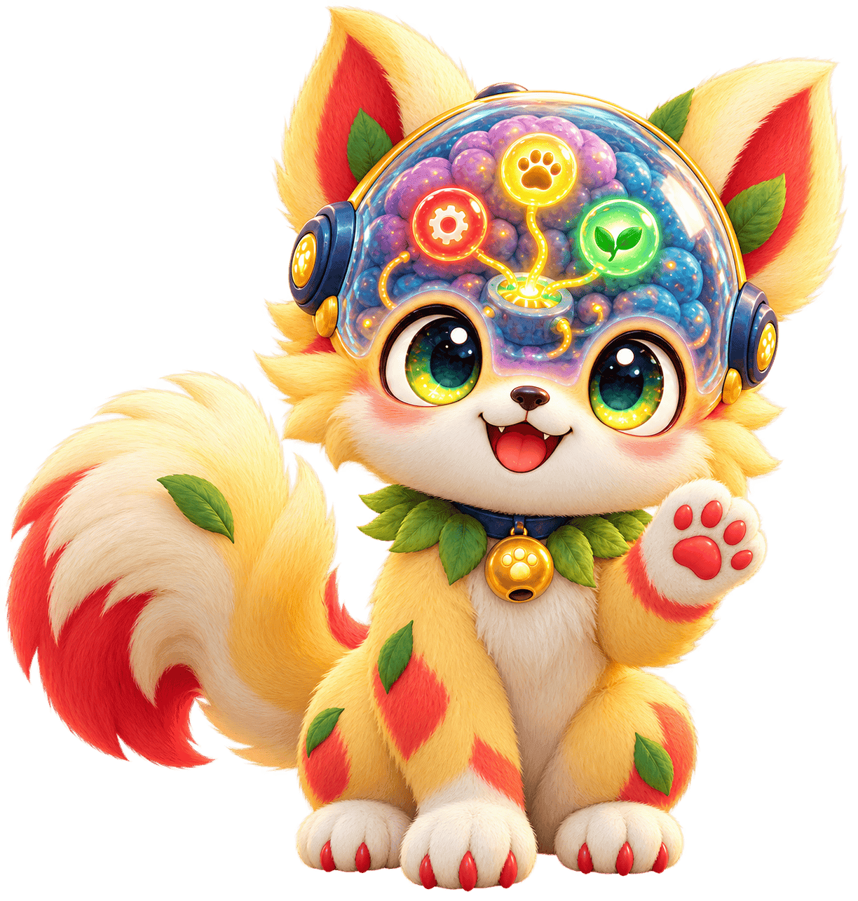 Mori listening attentively and waving one paw